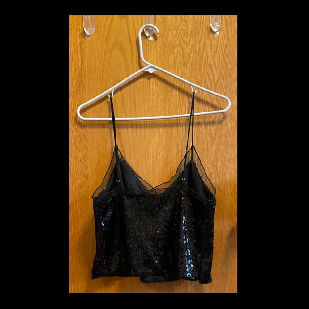 F21 Black sequin crop top - Picture 2 of 5
